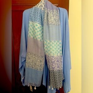 NWT Beautiful baby blue open shawl with matching scarf. Sold as a set